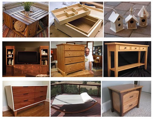 Woodworker using Ted’s Woodworking guide to build a table