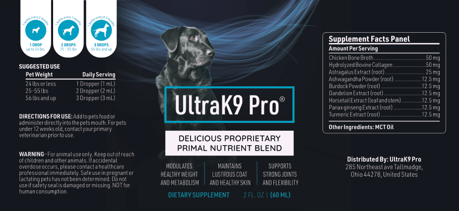UltraK9 Pro bottle front label