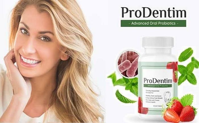 ProDentim supplement bottle with natural probiotics for oral health